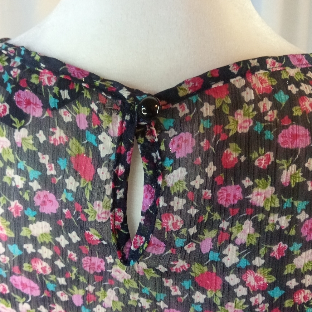 Express Sheer Ruffled Floral Tank Size Small - Picture 5 of 8